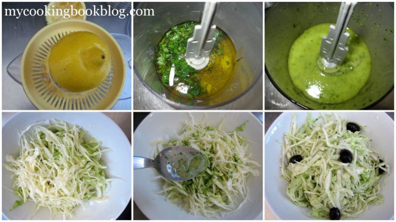 Зелева Салата с Лимонов Дресинг и Черни Маслини