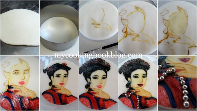 Рисувана Торта с Китайски Елементи и Красива Азиатка