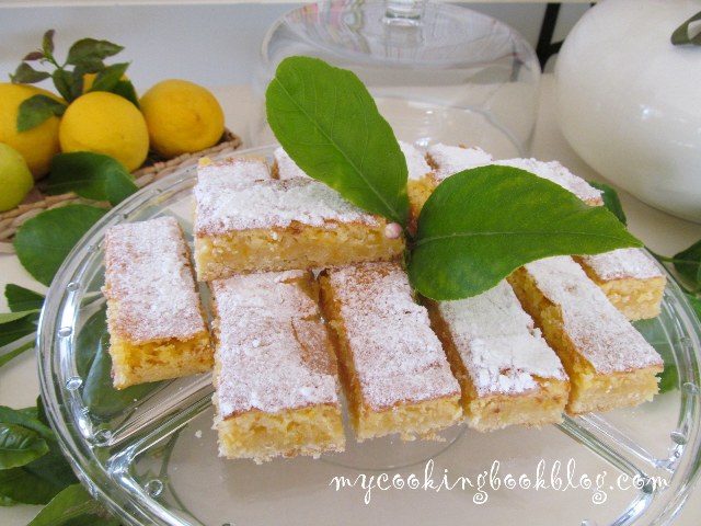 Хрупкави лимонови десертни блокчета (Lemon bars) 