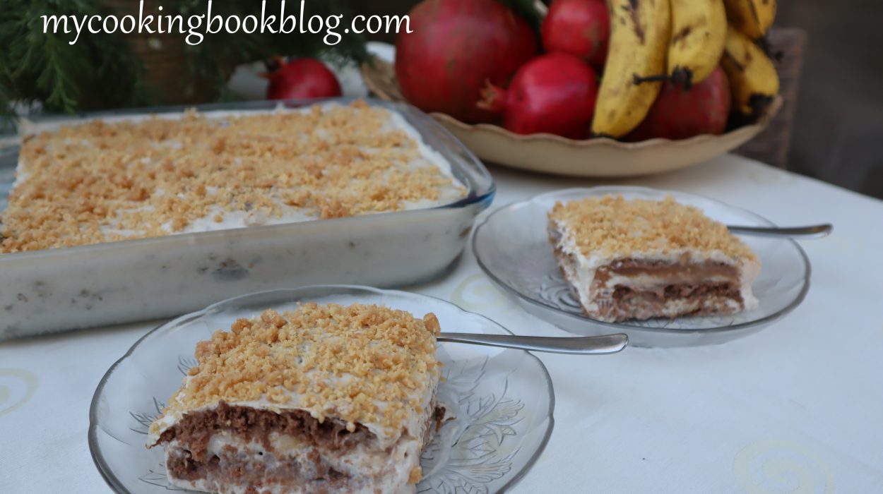 Бисквитена торта с банани и кокосов карамел