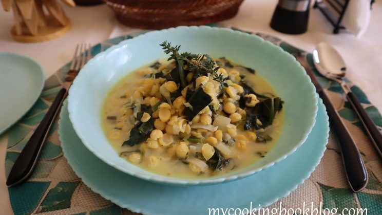 Нахут със спанак и тахинолемоно (тахан и лимон)